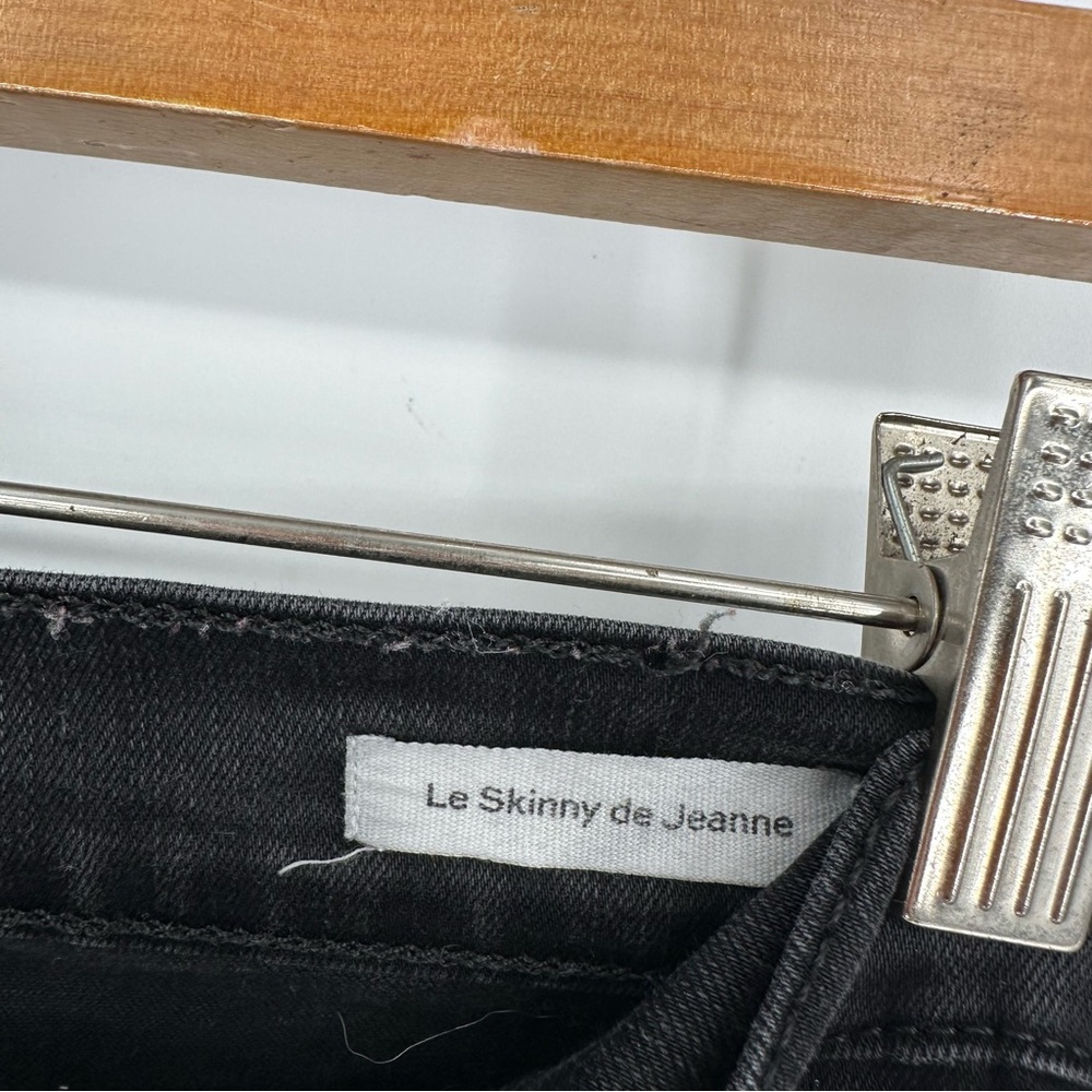 Frame Le Skinny De Jeanne Black Distressed Raw Hem Skinny Jeans Sz 28 - Picture 4 of 7